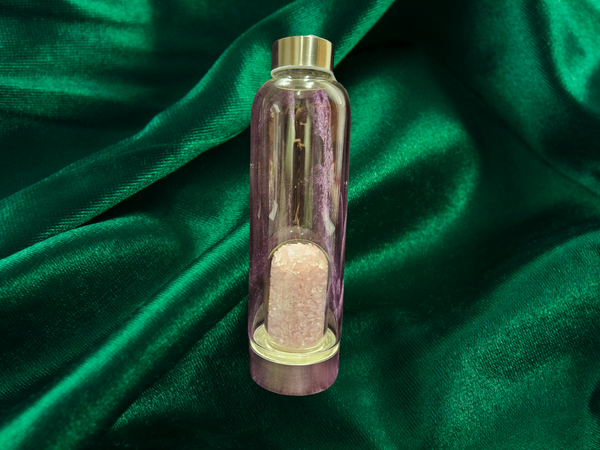 Rose Quartz Crystal-Infusion Water Bottle – “Love & Harmony” Elixir Flask